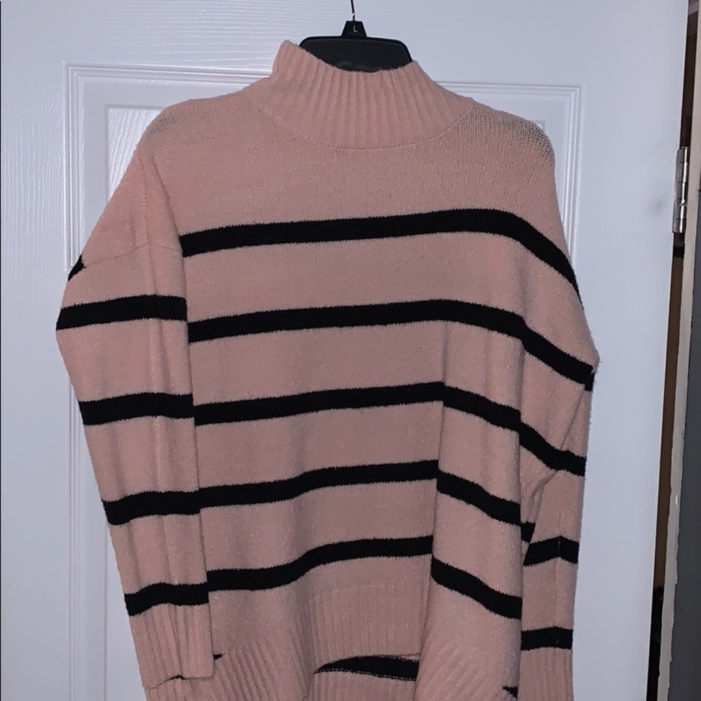 Soft Pink Short Turtleneck Sweater